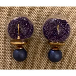 Blue Micro Bead Double Sided Earrings Peek-a-boo
